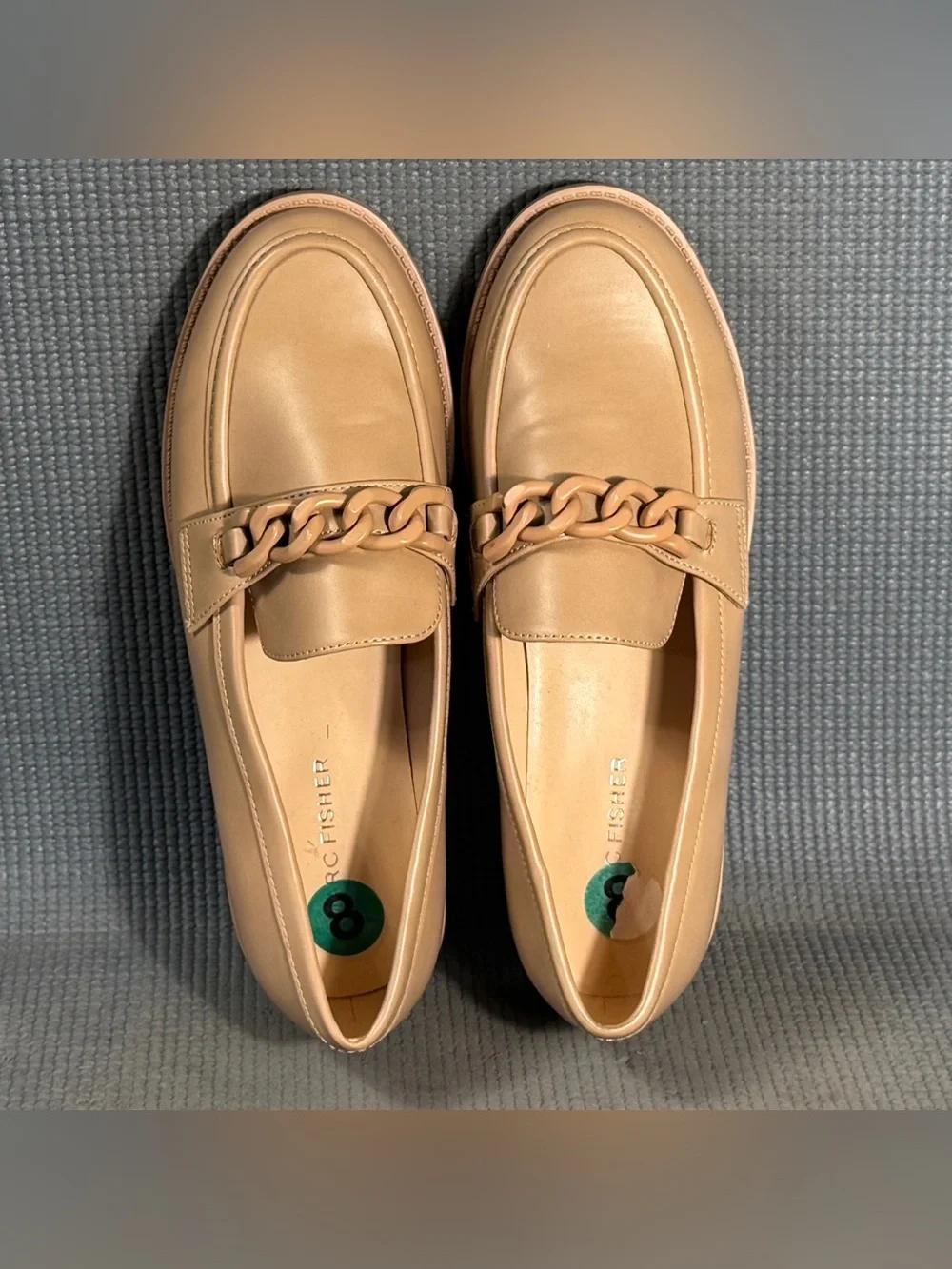Marc Fisher Babbie Chain Link Loafers Tan Nude Platform Lug Sole Women’s Size 8